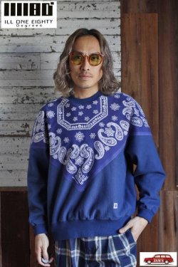 画像7: 「ILL180°」×「KOTSUBO」VINTAGE BANDANA SWEAT SHIRT イルワンエイティ ヴィンテージバンダナ スウェットシャツ ILL241-11L [ネイビー]