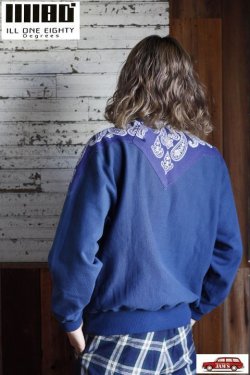 画像9: 「ILL180°」×「KOTSUBO」VINTAGE BANDANA SWEAT SHIRT イルワンエイティ ヴィンテージバンダナ スウェットシャツ ILL241-11L [ネイビー]