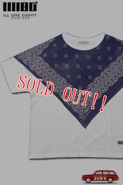 画像1: 「ILL180°」×「KOTSUBO」VINTAGE BANDANA Tee イルワンエイティ ヴィンテージバンダナ 半袖 Tシャツ ILL241-18K [ネイビー]