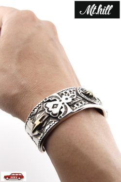 画像9: 「Mt.hill」Peace Cuff with 18K Thunderbolt マウントヒル ピースカフ バングル サンダーボルト カスタム [シルバー× K18]