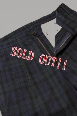 画像2: 「ILL180°」LINEN PLAID 2-TUCK PANTS イルワンエイティ リネン 2タック チェックパンツ ILL242-46 [ブラックウォッチ]