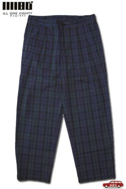 画像1: 「ILL180°」LINEN PLAID 2-TUCK PANTS イルワンエイティ リネン 2タック チェックパンツ ILL242-46 [ブラックウォッチ]