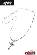 [次回入荷予定]「Mt.hill」Cross Bottony Necklace TQ & Silver Ball Long Chain 70cm マウントヒル クロスボトニーネックレス シルバーチェーン ローンマウンテンターコイズ [240823]