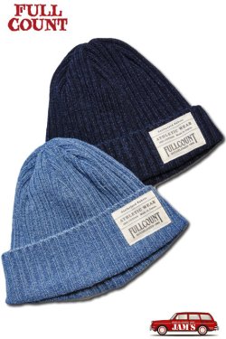 画像1: 「FULLCOUNT」Indigo Ribbed Watch Cap フルカウント インディゴ リブ ワッチキャップ [インディゴ・フェードブルー]