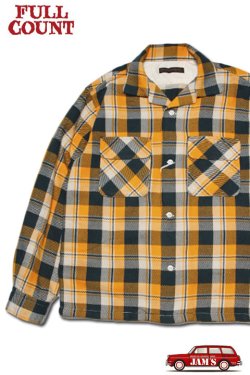 画像1: 「FULLCOUNT」Original Cotton Check Flannel Open Collar Shirt フルカウント コットンチェック フランネル オープンカラーシャツ [イエロー×グリーン]