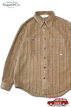 画像1: 「Sugar & Co.」Moleskin Stripe Drop Shirt シュガーアンドカンパニー モールスキンストライプ ドロップ シャツ [ブラウン]