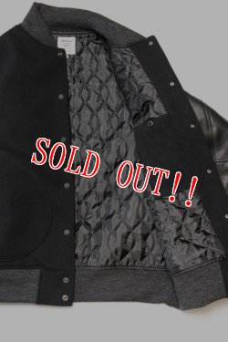 画像5: 「Jackman」Melton Award Jacket ジャックマン ウールメルトン アワードジャケット 袖レザー スタジャン JM8491「ブラック」