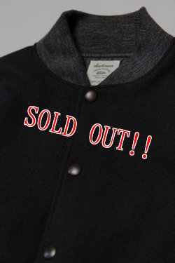 画像2: 「Jackman」Melton Award Jacket ジャックマン ウールメルトン アワードジャケット 袖レザー スタジャン JM8491「ブラック」