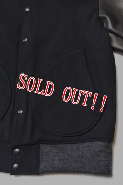 画像3: 「Jackman」Melton Award Jacket ジャックマン ウールメルトン アワードジャケット 袖レザー スタジャン JM8491「ブラック」