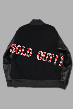 画像8: 「Jackman」Melton Award Jacket ジャックマン ウールメルトン アワードジャケット 袖レザー スタジャン JM8491「ブラック」