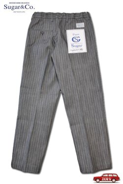 画像1: 「Sugar&Co.」Daddys Pants Stripe Denim シュガーアンドカンパニー ダディーズ パンツ ストライプデニム [グレー]