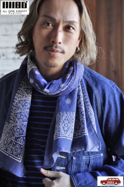 画像5: 「ILL180°」×「KOTSUBO」VINTAGE BANDANA STOLE イルワンエイティ ヴィンテージ バンダナストール ILL251-55 [ネイビー]