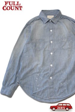 画像1: [2025年限定]「FULLCOUNT」20s Short Chambray Shirt "Aging" フルカウント 1920年代 ショート シャンブレーシャツ ヴィンテージ加工 4091HW [フェードインディゴ]