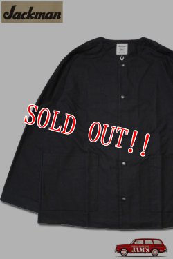 画像1: 「Jackman」Back Nep Collarless Jacket ジャックマン バックネップ カラーレスジャケット JM8507「ブラック」