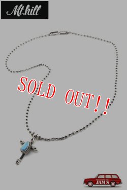 画像1: 「Mt.hill」Cross Bottony Necklace TQ & Silver Ball Long Chain 70cm マウントヒル クロスボトニーネックレス シルバーチェーン キングマンターコイズ [250802-3]