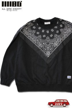 画像1: 「ILL180°」×「KOTSUBO」VINTAGE BANDANA SWEAT SHIRT LOOSE FIT イルワンエイティ ヴィンテージバンダナ スウェットシャツ ルーズフィット ILL252-16 [ブラック]