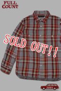 [2025年限定]「FULLCOUNT」Original Cotton Check Flannel Work Shirt フルカウント オリジナル コットンチェック フランネルシャツ [グレー×レッド]