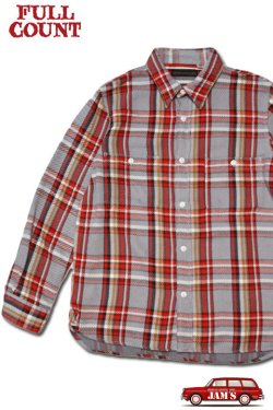 画像1: [2025年限定]「FULLCOUNT」Original Cotton Check Flannel Work Shirt Vintage 4094HW フルカウント オリジナル コットンチェック フランネルシャツ ヴィンテージ加工 [グレー×レッド]