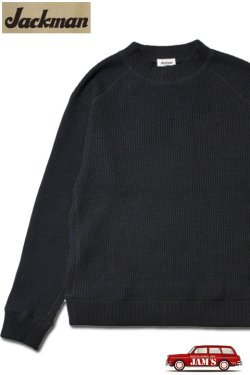 画像1: 「Jackman」 Waffle Mid-Neck ジャックマン ワッフル ミッドネック JM7200「ブラック」