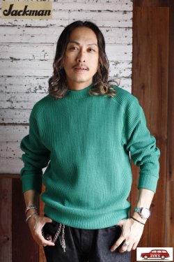 画像9: 「Jackman」 Waffle Mid-Neck ジャックマン ワッフル ミッドネック JM7200「トゥルーグリーン」
