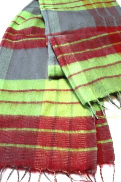 画像4: 「ILL180°」PLAID STOLE イルワンエイティ プレイド チェック ストール ILL252-39 [グリーン]