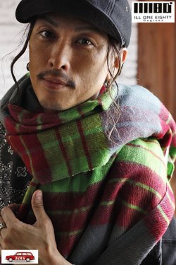 画像11: 「ILL180°」PLAID STOLE イルワンエイティ プレイド チェック ストール ILL252-39 [グリーン]