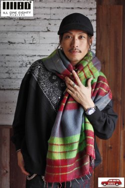 画像10: 「ILL180°」PLAID STOLE イルワンエイティ プレイド チェック ストール ILL252-39 [グリーン]