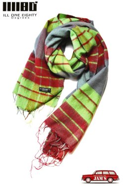 画像1: 「ILL180°」PLAID STOLE イルワンエイティ プレイド チェック ストール ILL252-39 [グリーン]