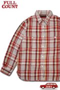 [2025年限定]「FULLCOUNT」Original Cotton Check Flannel Work Shirt Vintage 4094HW フルカウント オリジナル コットンチェック フランネルシャツ ヴィンテージ加工 [フェード / グレー×レッド]