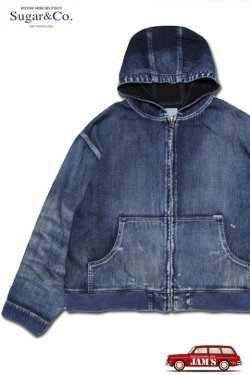 画像1: 「Sugar & Co.」Denim Windproof Hoodie "Wolers Wash" シュガーアンドカンパニー デニムウィンドプルーフ フーディー ワーカーズウォッシュ SGR-JK27U [フェードインディゴ]