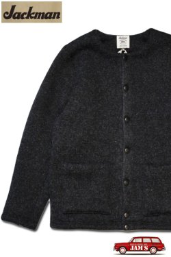 画像1: 「Jackman」Wool Collarless Jacket ジャックマン ウール カラーレス ジャケット JM8587 [ヘザーブラック]