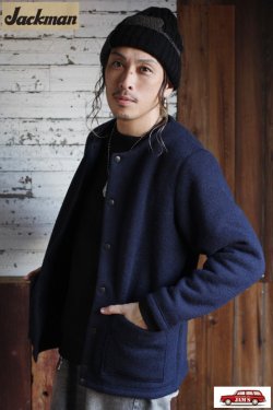 画像8: 「Jackman」Wool Collarless Jacket ジャックマン ウール カラーレス ジャケット JM8587 [ダークネイビー]