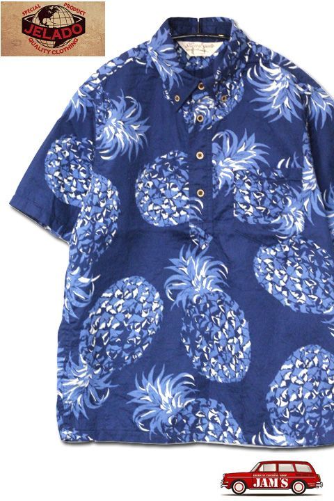 [60%off]「JELADO」Pullover B.D. Aloha Shirts ジェラード プルオーバー アロハシャツ パイナップル柄 SG32104 [オールドネイビー]