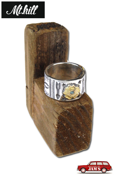 「Mt.hill」 Rose & Stamped Ring with Blue Topaz マウントヒル ローズ＆スタンプ リング ブルートパーズ付 [シルバー× 18K]