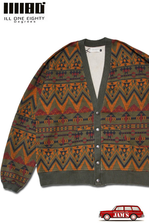 「ILL180°」BEACON SWEAT CARDIGAN イルワンエイティ ビーコン スウェットカーディガン ILL-252-11 [オリーブグリーン]