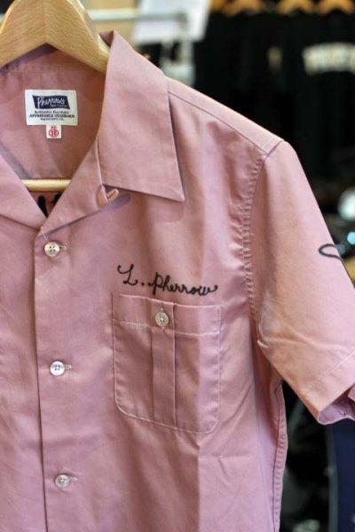 画像1: 「Pherrows」 フェローズ 半袖刺繍ボーリングシャツ　14S-PBS1  [ピンク]