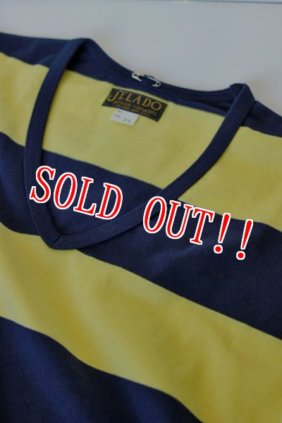 画像2: 「JELADO」 Jackass　Club Tee　ジェラード　ジャッカス クラブ ボーダーVネックTee JAGT-009 [イエロー×ネイビー] (2)