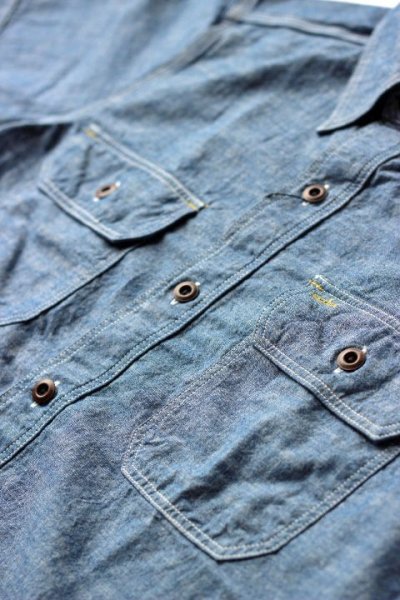 画像1: 「JELADO」 SHORT SLEEVE CHAMBRAY SHIRTS ジェラード 半袖シャンブレーワークシャツ [インディゴ]