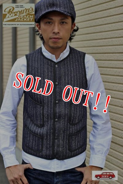 画像10: 「Browns BEACH」  EARLY VEST  ブラウンズビーチ アーリーベスト フルカウント社製  BBJ7-001  [ネイビーストライプ] (10)
