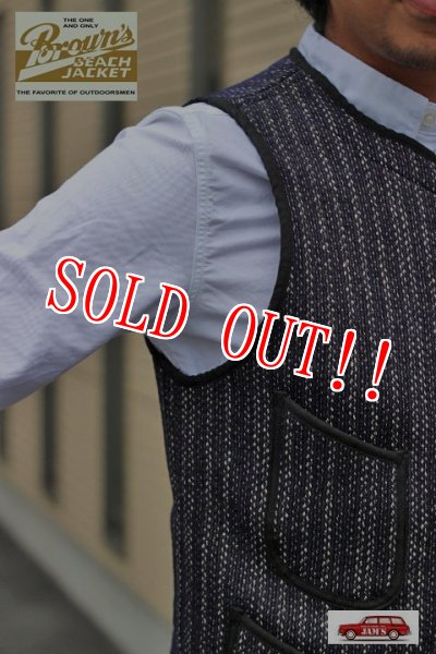 画像14: 「Browns BEACH」  EARLY VEST  ブラウンズビーチ アーリーベスト フルカウント社製  BBJ7-001  [ネイビーストライプ] (14)