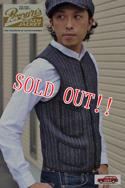 画像12: 「Browns BEACH」  EARLY VEST  ブラウンズビーチ アーリーベスト フルカウント社製  BBJ7-001  [ネイビーストライプ] (12)