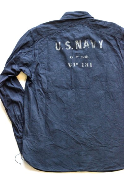 画像2: 「Pherrows」 フェローズ ミリタリースラブツイルシャツ US NAVY 15W-780WS-VP131 [ダークネイビー]