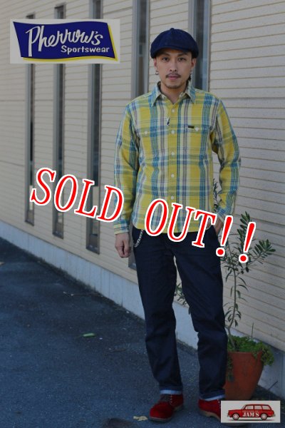 画像7: 「Pherrows」 フェローズ ヘヴィーネルシャツ 15W-720WS [イエロー] (7)