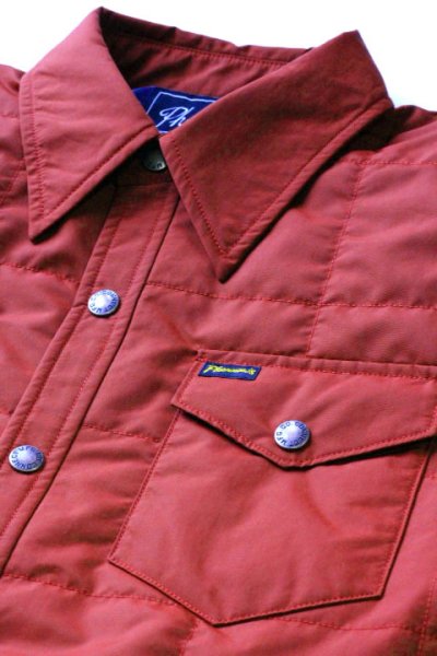 画像1: 「Pherrows」 フェローズ キルティング シャツジャケット 綿シャツ 15W-PQDJ1 [バーガンディ]