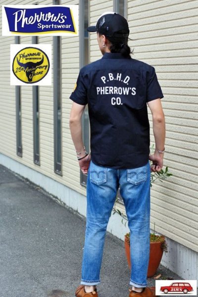 画像3: 「Pherrows」 フェローズ 25周年 コットンリネン カスタムワーク 半袖シャツ 16S-25TH-SHIRTS [ネイビー]