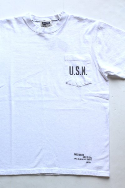 画像3: 「Pherrows」 フェローズ  「U.S.N」 ポケット付きTシャツ 16S-PPT2 [ホワイト・オリーブ・ネイビー]