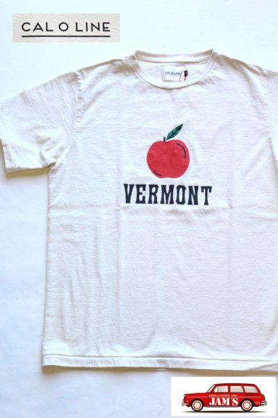 画像1: 「CAL O LINE」 VERMONT APPLE T-SHIRT キャルオーライン アップルプリントTシャツ [ホワイト]