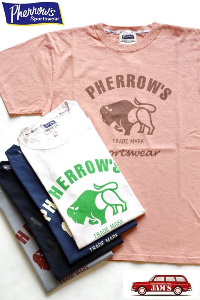 画像2: 「Pherrows」 フェローズ  バッファローロゴ プリント半袖Tシャツ PT2 [ホワイト・グレー・ブラック・シダン・ネイビー]