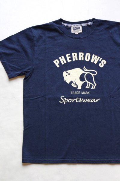 画像3: 「Pherrows」 フェローズ  バッファローロゴ プリント半袖Tシャツ PT2 [ホワイト・グレー・ブラック・シダン・ネイビー]