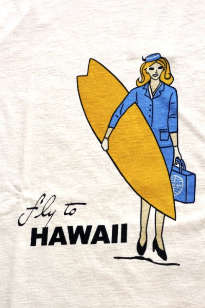 画像2: 「CAL O LINE」 FLY TO HAWAII キャルオーライン フライ トゥ ハワイ Tシャツ [ペイルピンク]